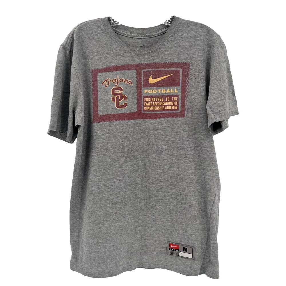 NIKE Team Adult Sz M Standard Fit Gray USC TROJANS Short-Sleeve Crewneck T-Shirt